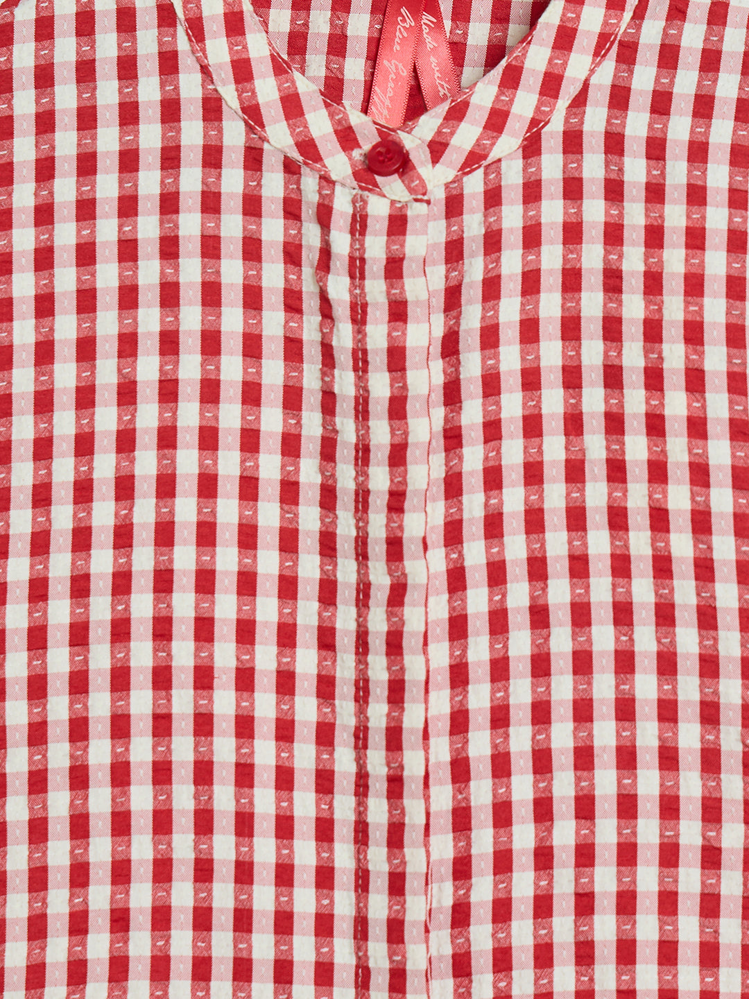 Blue Giraffe Girls Red Checked Boxy Fit Top