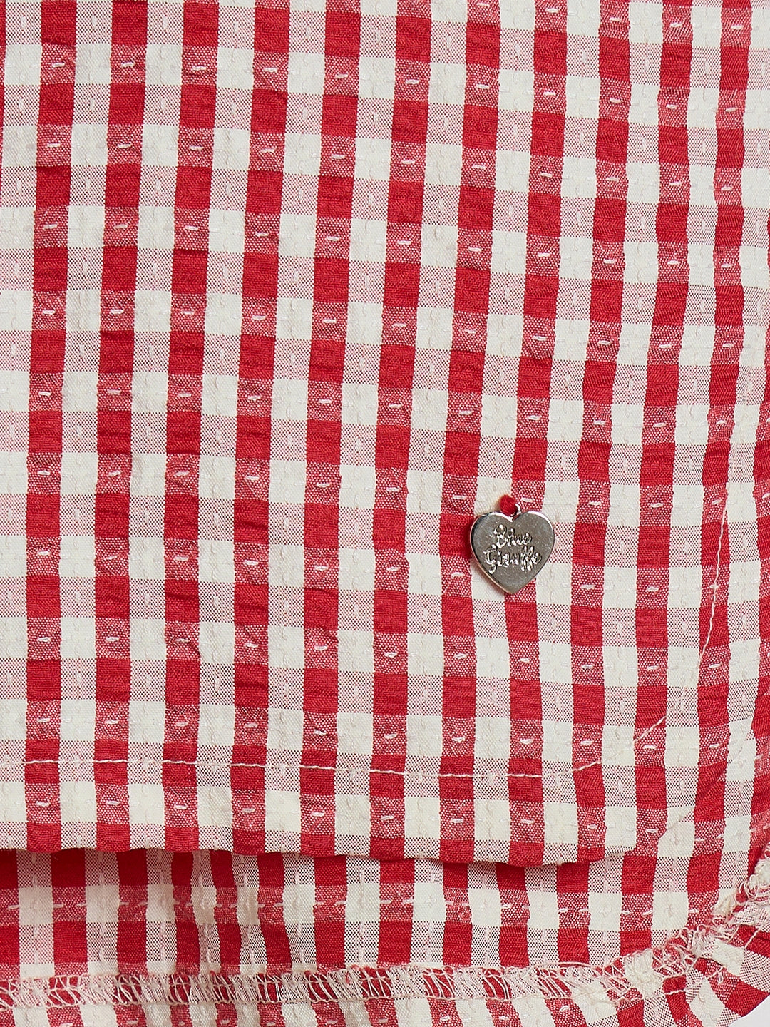 Blue Giraffe Girls Red Checked Boxy Fit Top