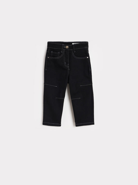 Blue Giraffe Blue Solid Stretchable Barrel Fit Jeans