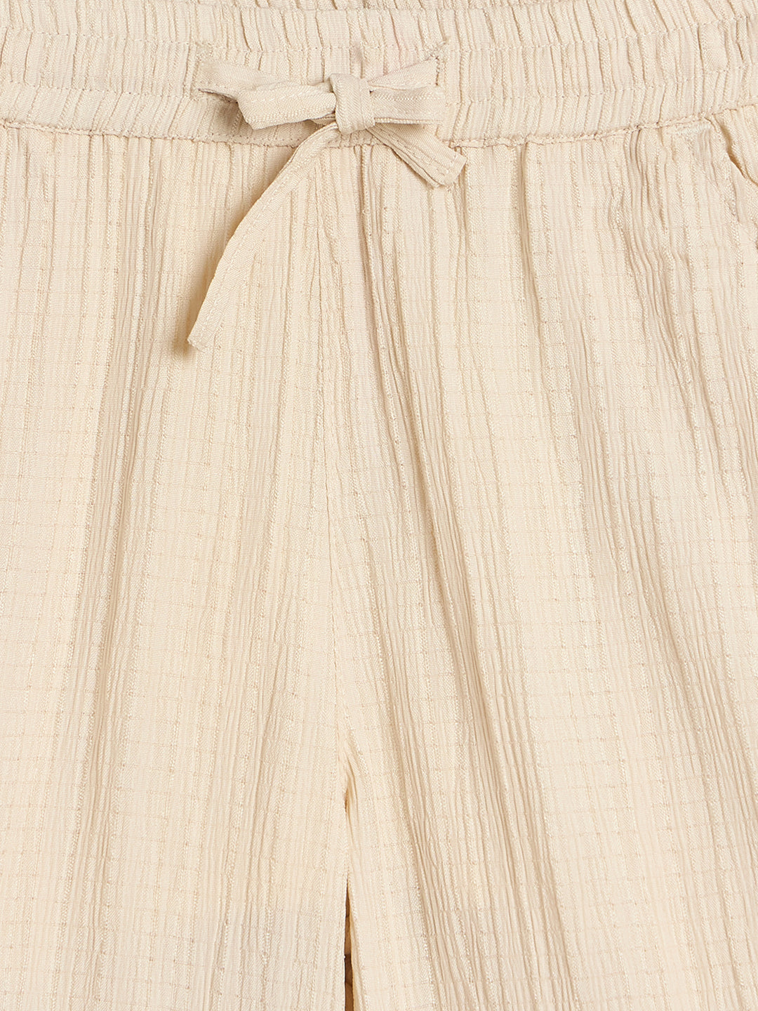 Blue Giraffe Girls Cream Embroidered Regular Fit Trouser