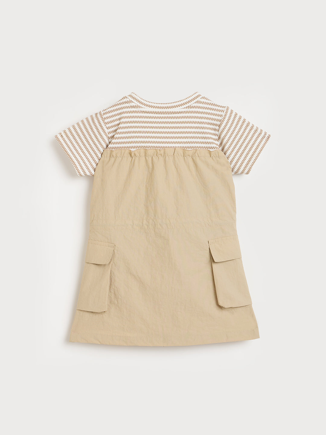 Blue Giraffe Girls Beige Embroidered Fit & Flared Dress