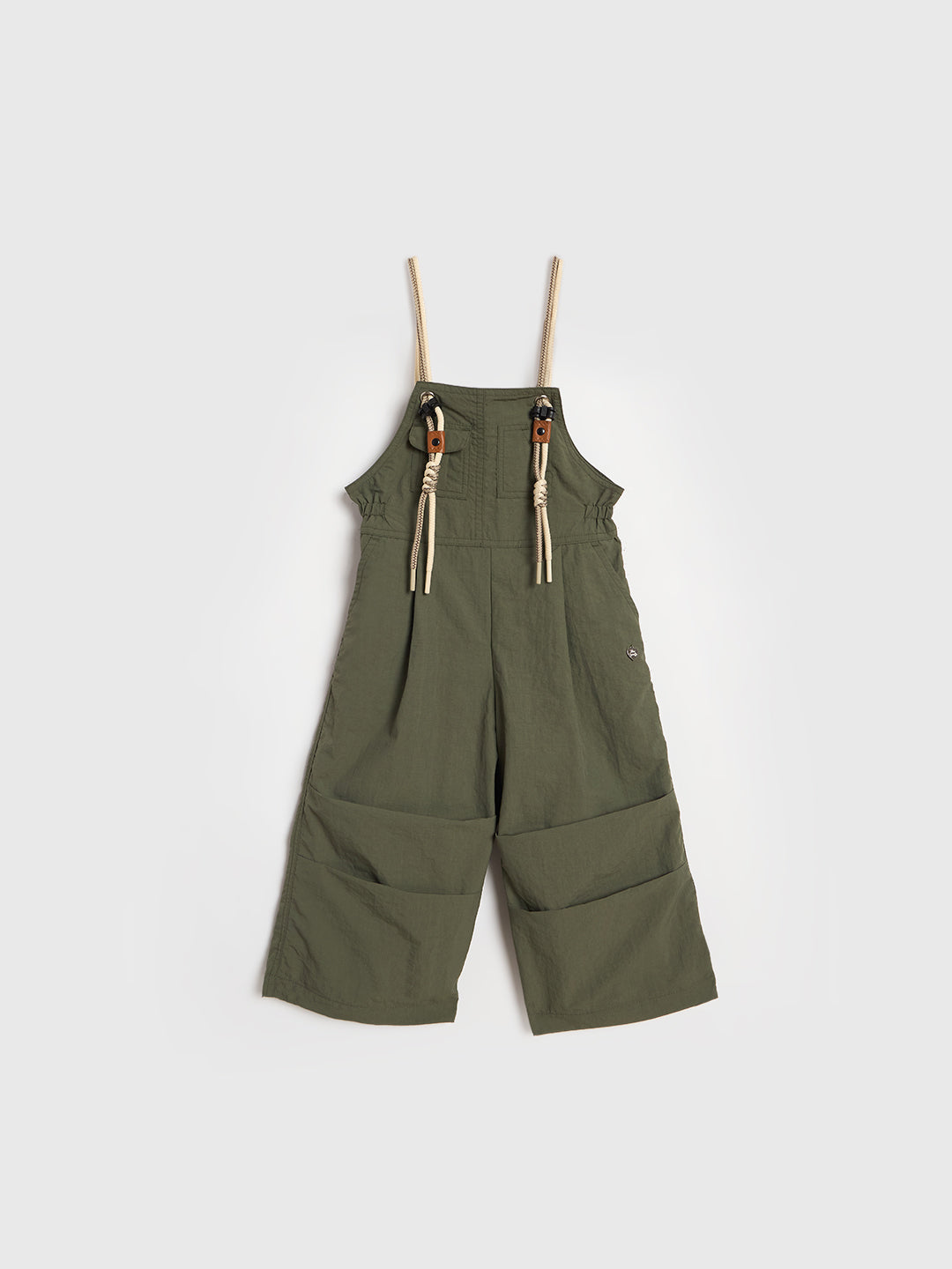 Blue Giraffe Girls Green Solid Regular Fit Jumpsuit