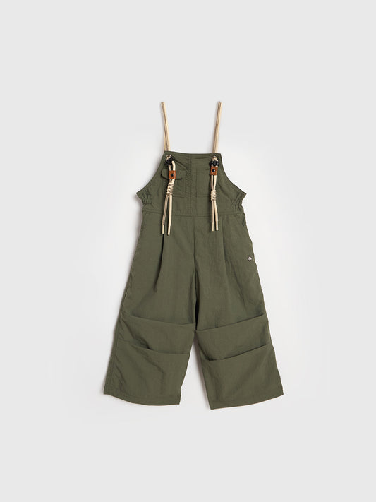Blue Giraffe Girls Green Solid Regular Fit Jumpsuit