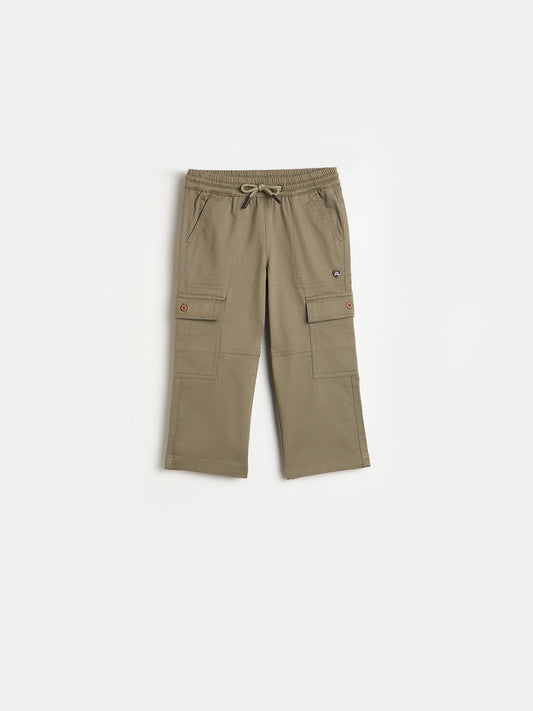 Blue Giraffe Girls Green Solid Regular Fit Jogger
