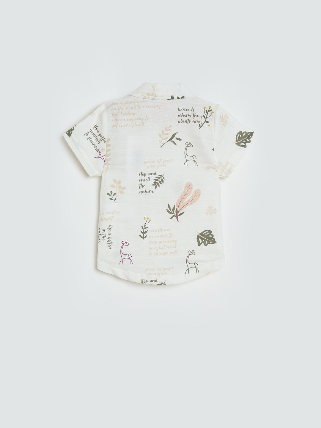 Blue Giraffe Girls Cream Printed Regular Fit Pure Cotton Top