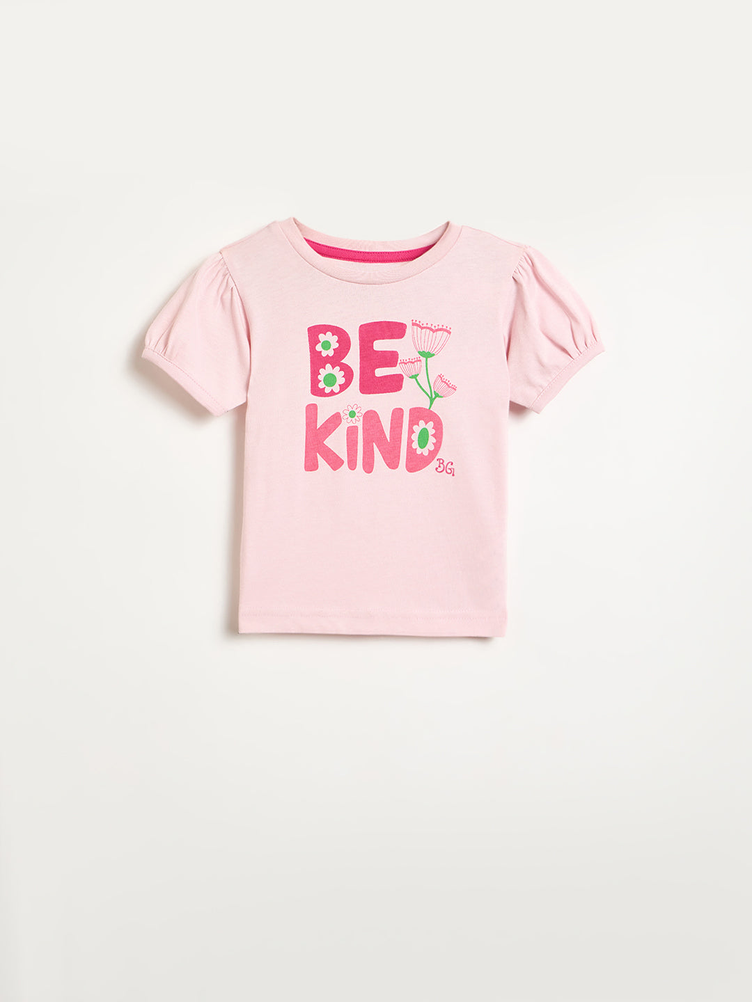 Blue Giraffe Girls Pink Printed Round Neck T-Shirt