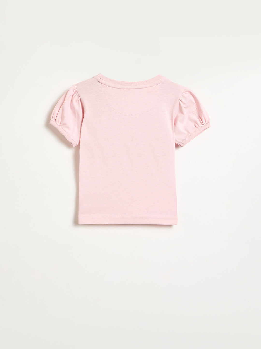 Blue Giraffe Girls Pink Printed Round Neck T-Shirt
