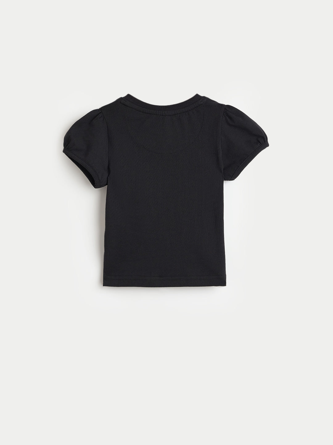 Blue Giraffe Girls Cotton Black Printed T-Shirt