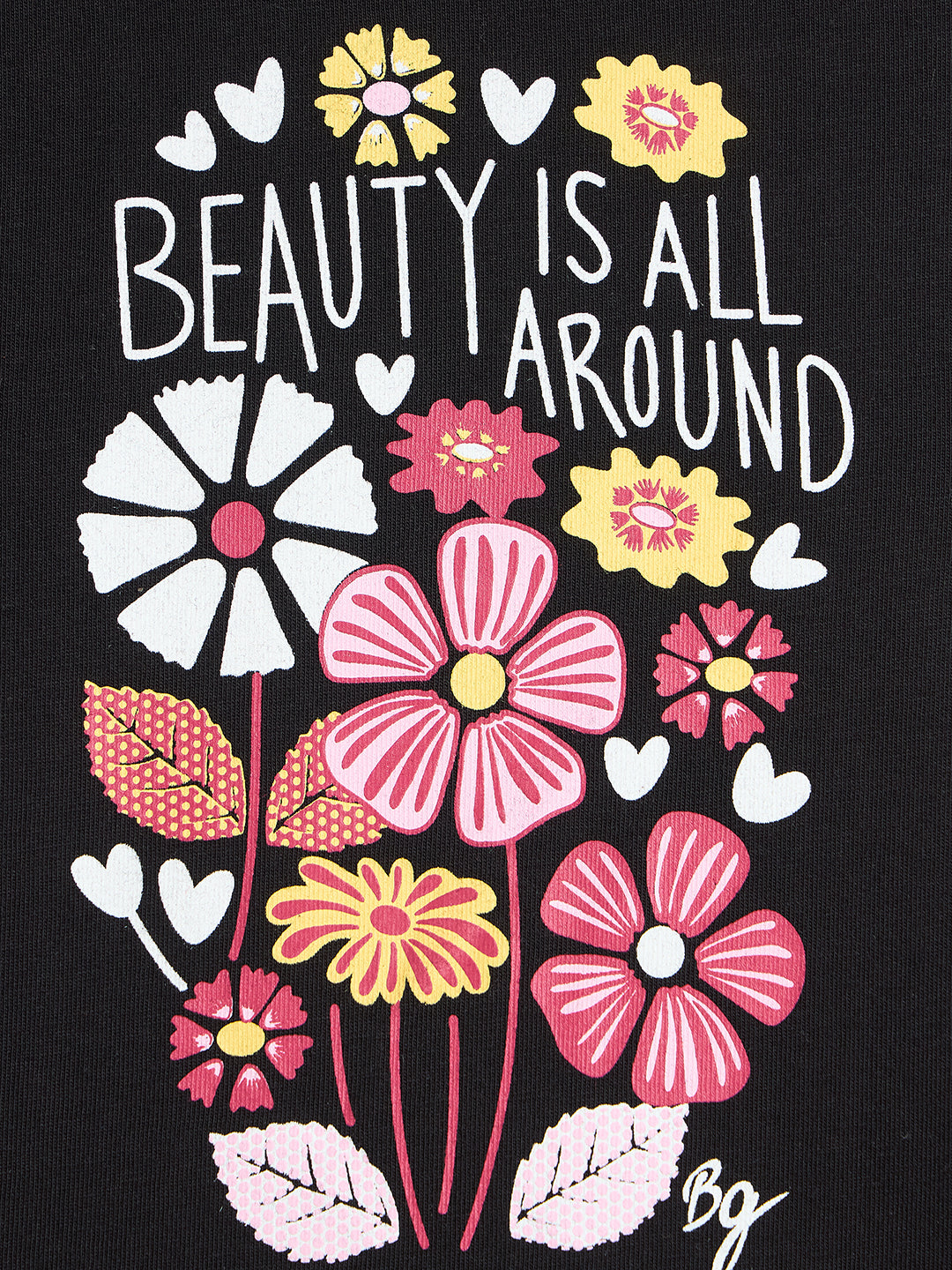 Blue Giraffe Girls Cotton Black Printed T-Shirt