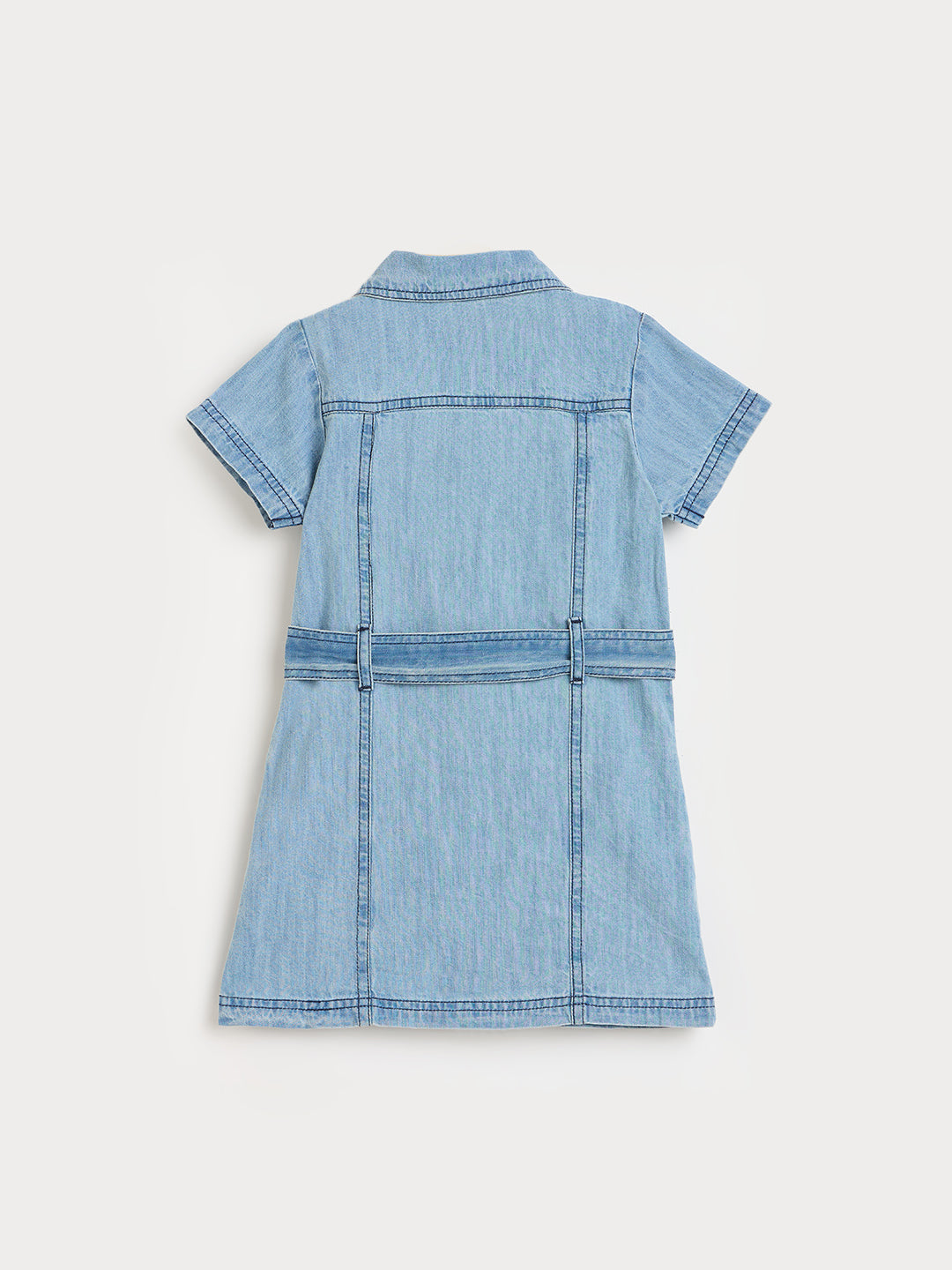 Blue Giraffe Girls Blue Solid A-Line Fit Pure Cotton Dress