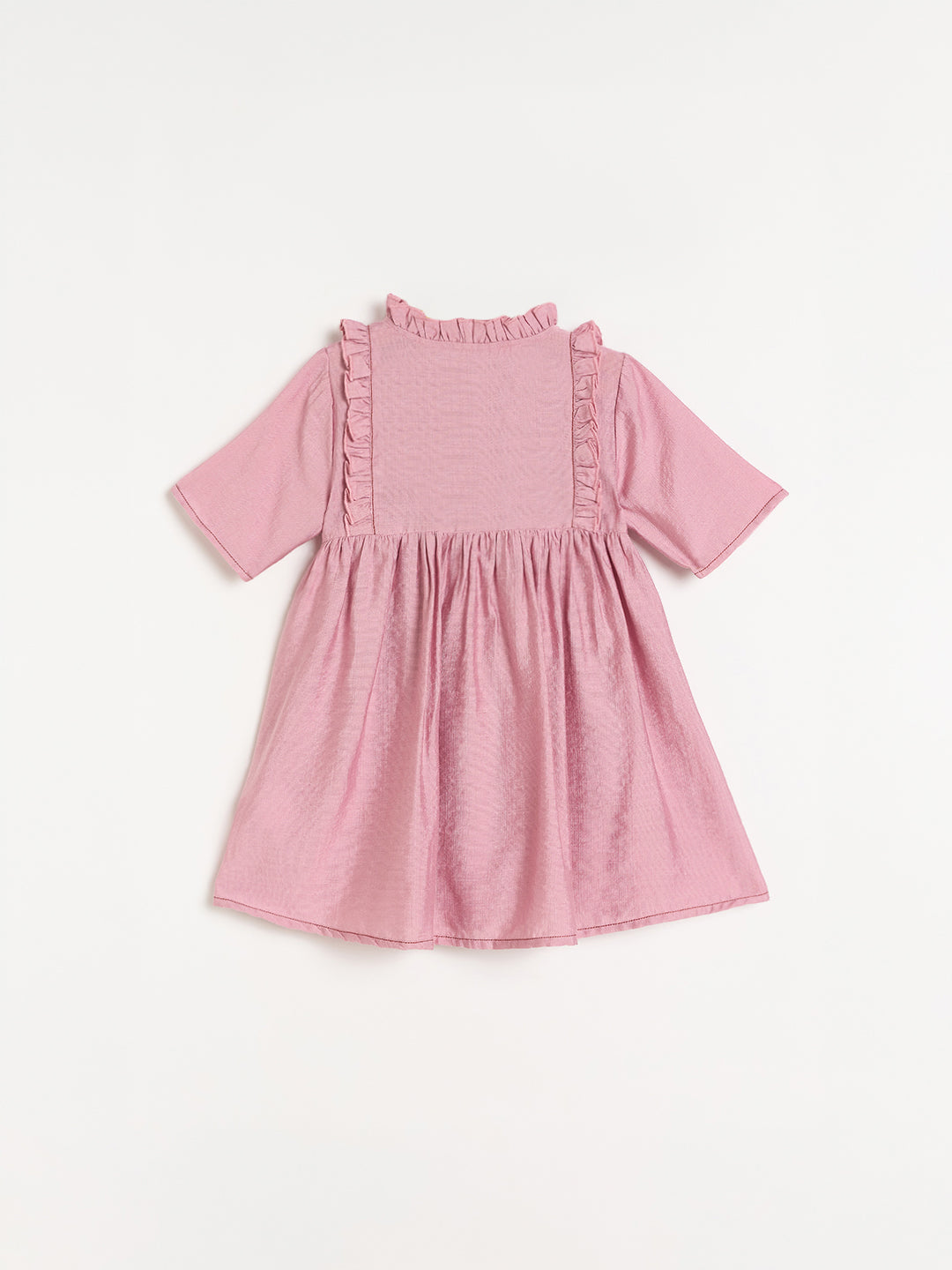 Elle Girls Pink Embroidered Flared Fit Dress
