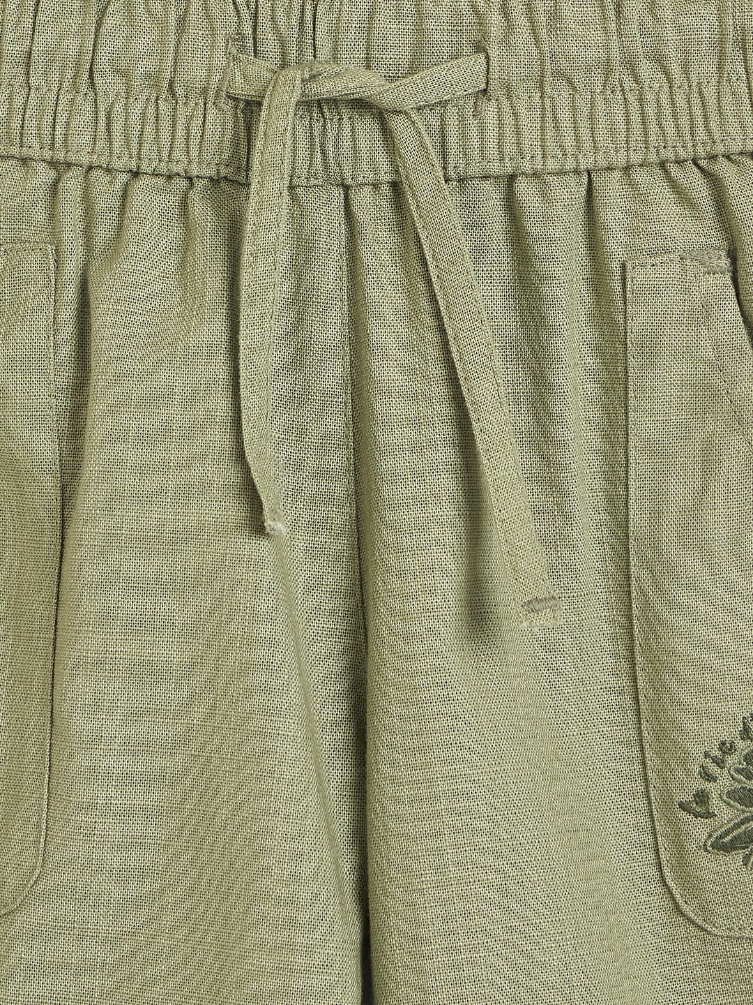 Elle Girls Green Solid Regular Fit Pure Cotton Trouser