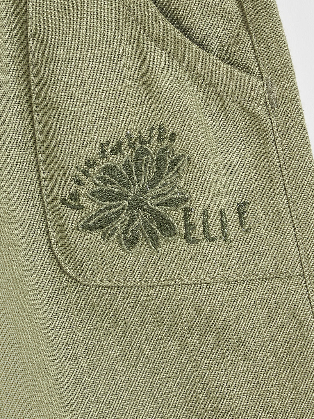 Elle Girls Green Solid Regular Fit Pure Cotton Trouser