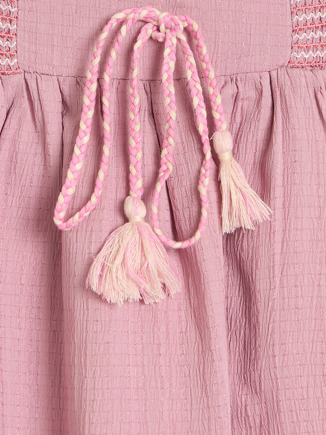 Elle Girls Pink Embroidered Flared Fit Skirt