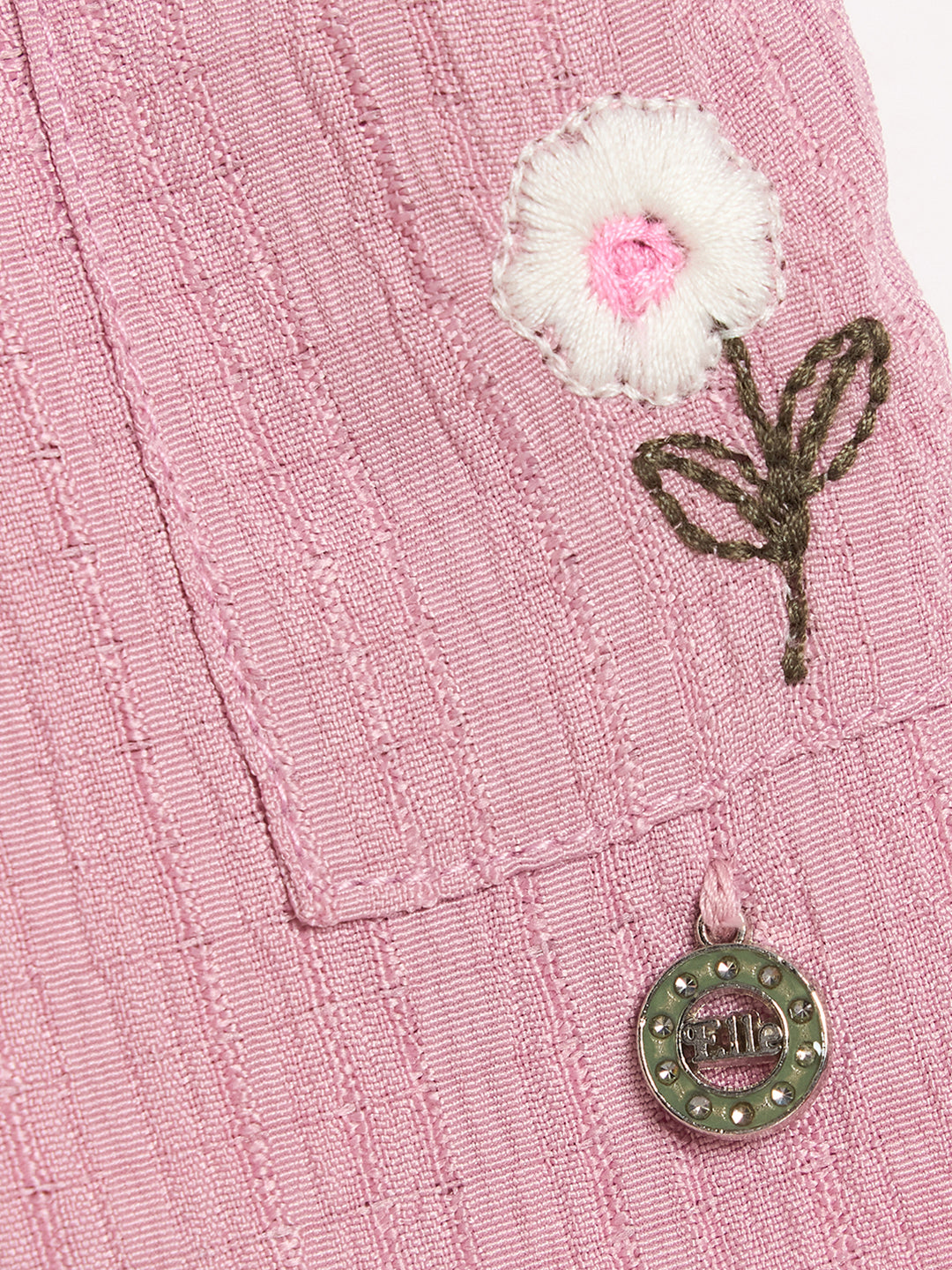 Elle Girls Pink Embroidered Flared Fit Skirt