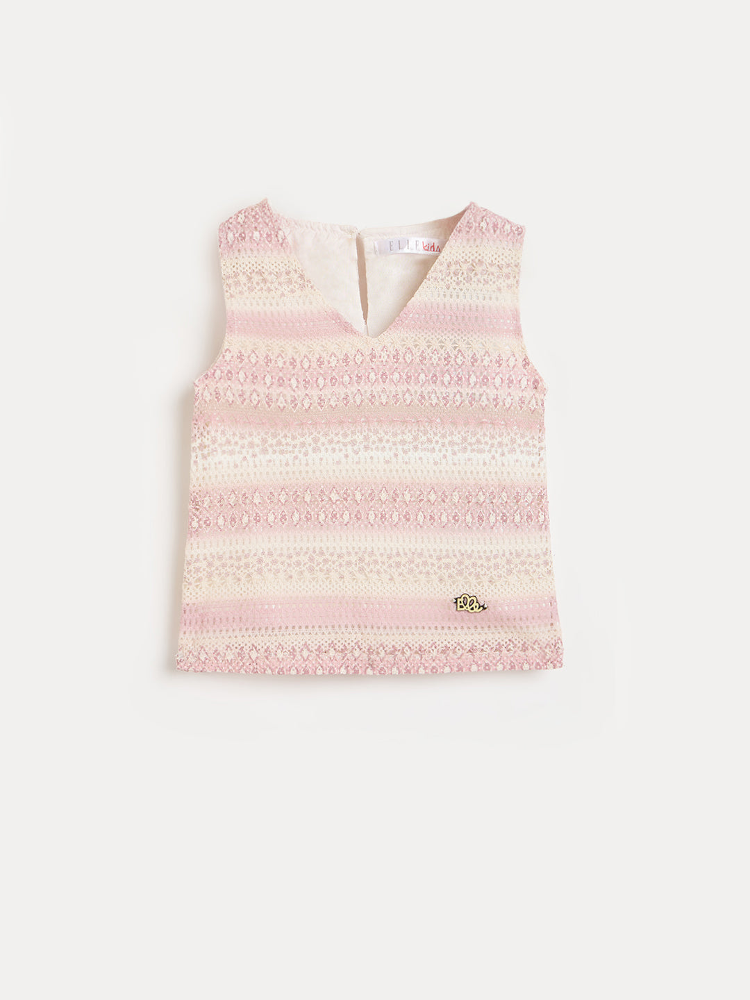 Elle Girls Pink Woven Design Straight Fit Top