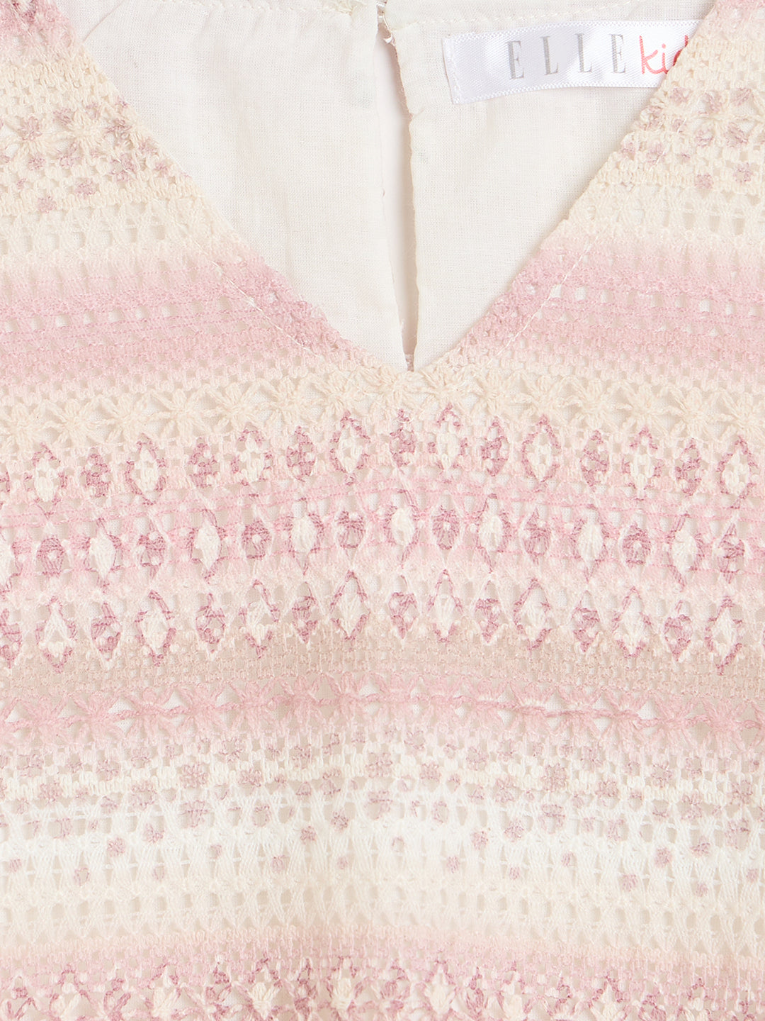 Elle Girls Pink Woven Design Straight Fit Top