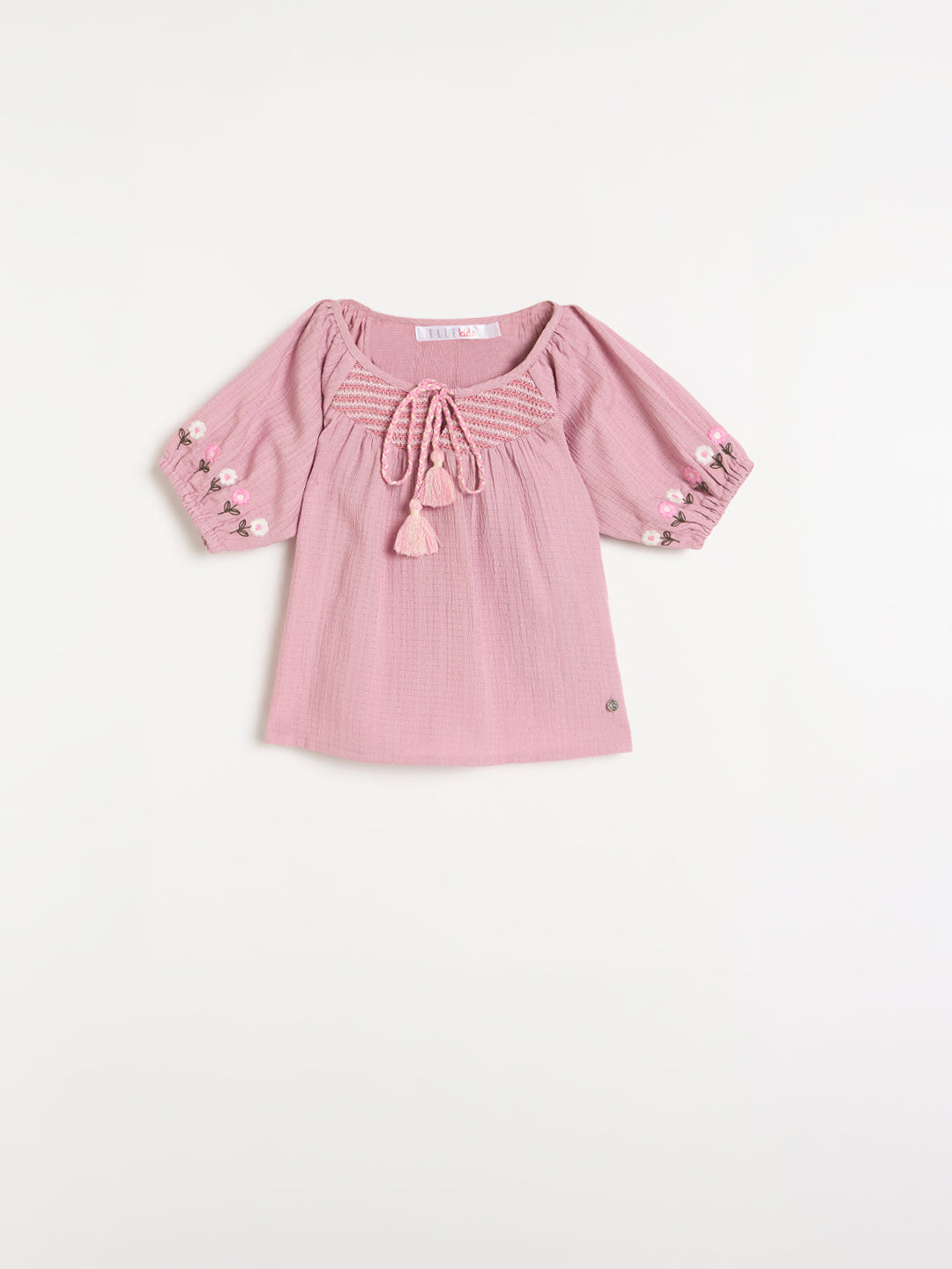 Elle Girls Pink Solid Flared Fit Top