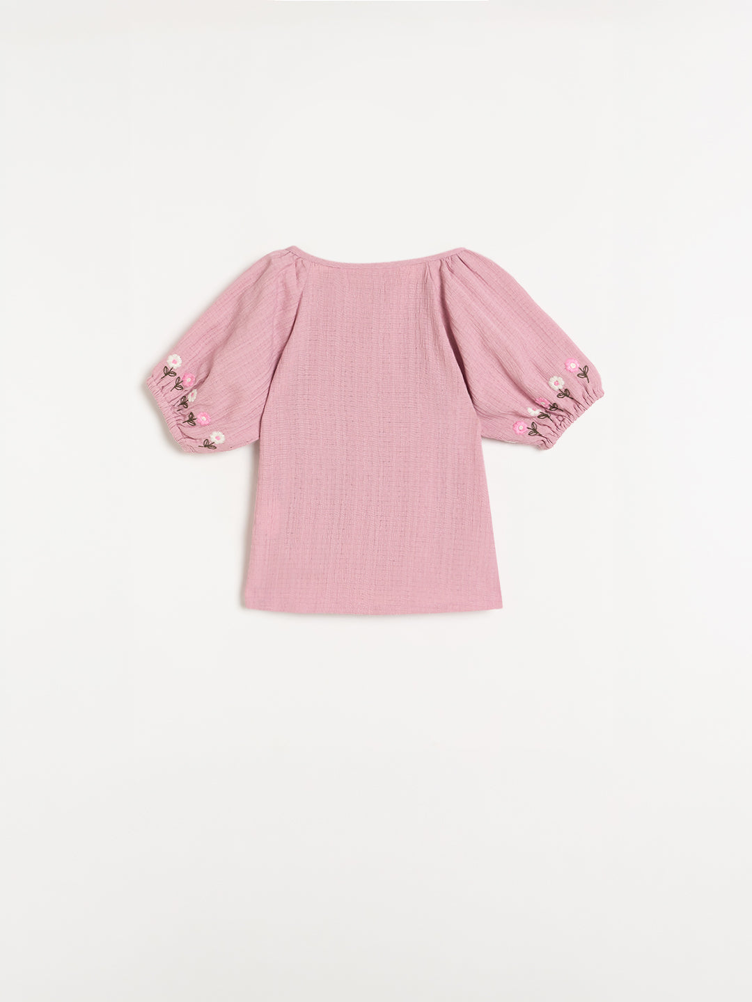 Elle Girls Pink Solid Flared Fit Top