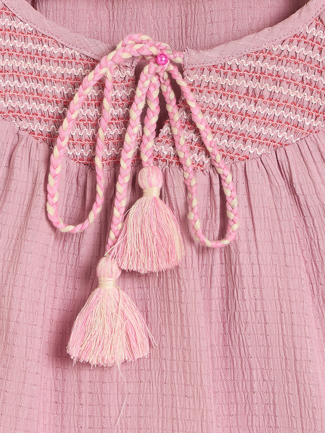 Elle Girls Pink Solid Flared Fit Top