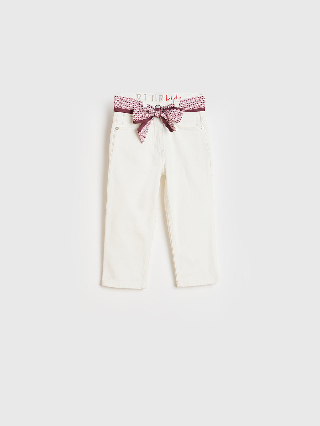 Elle Girls White Solid Stretchable Straight Fit Jeans