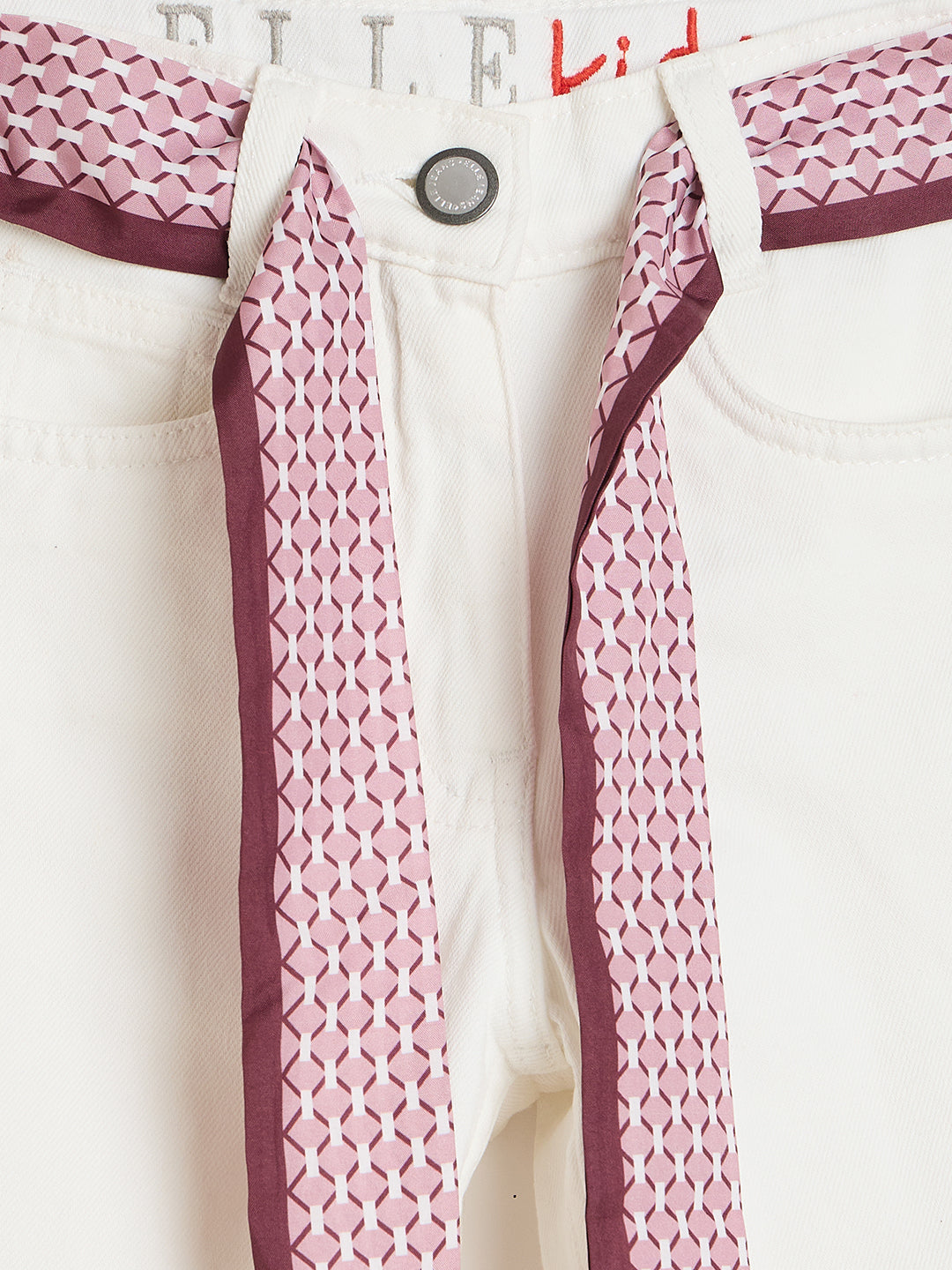 Elle Girls White Solid Stretchable Straight Fit Jeans