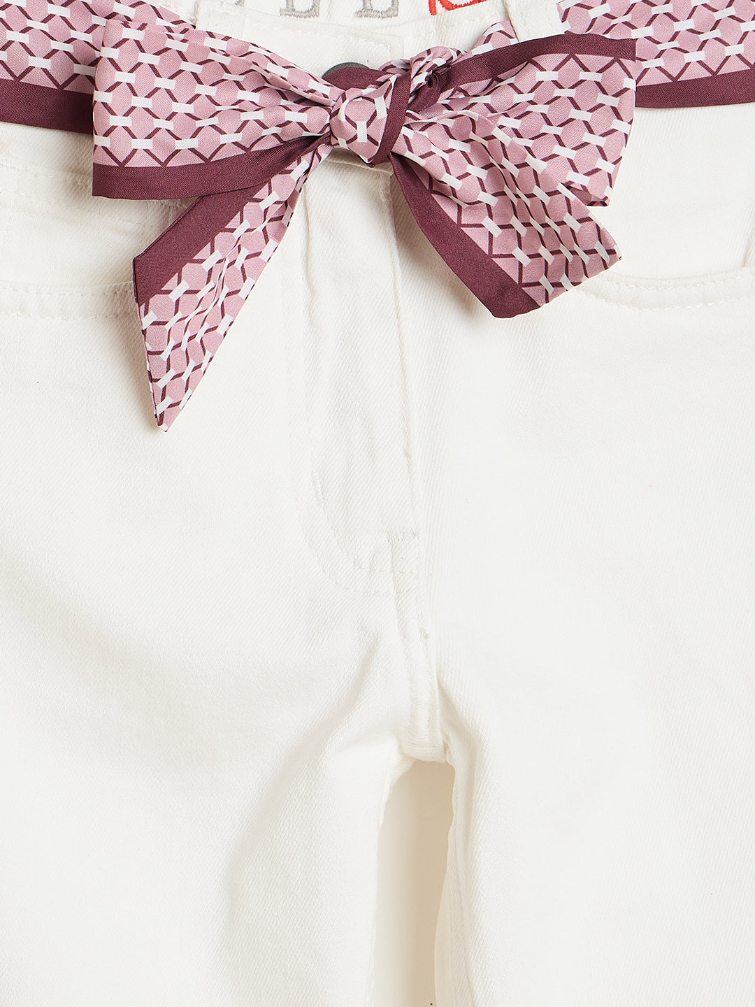 Elle Girls White Solid Stretchable Straight Fit Jeans