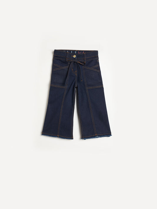 Elle Girls Navy Blue Solid Stretchable Straight Fit Jeans