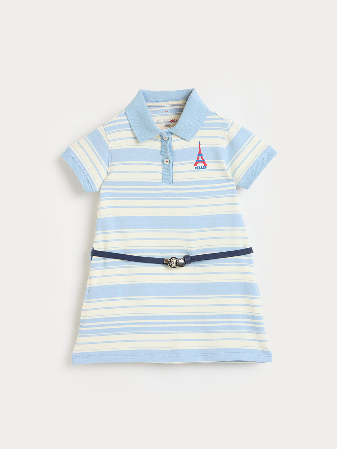 Elle Girls Multicolor Striped A-Line Fit Pure Cotton Dress