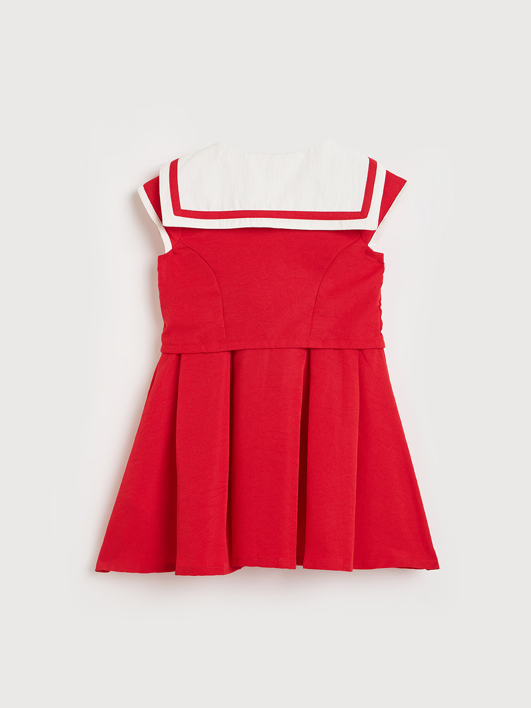Elle Girls Red Solid Fit & Flared Dress