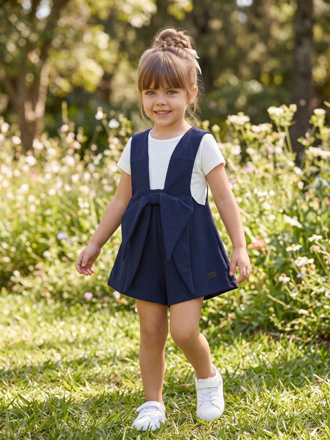 Elle Girls Navy Blue Solid Regular Fit Jumpsuit