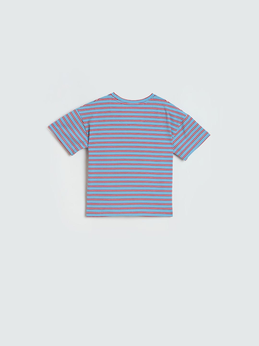 Elle Girls Blue Striped Regular Fit T-Shirt