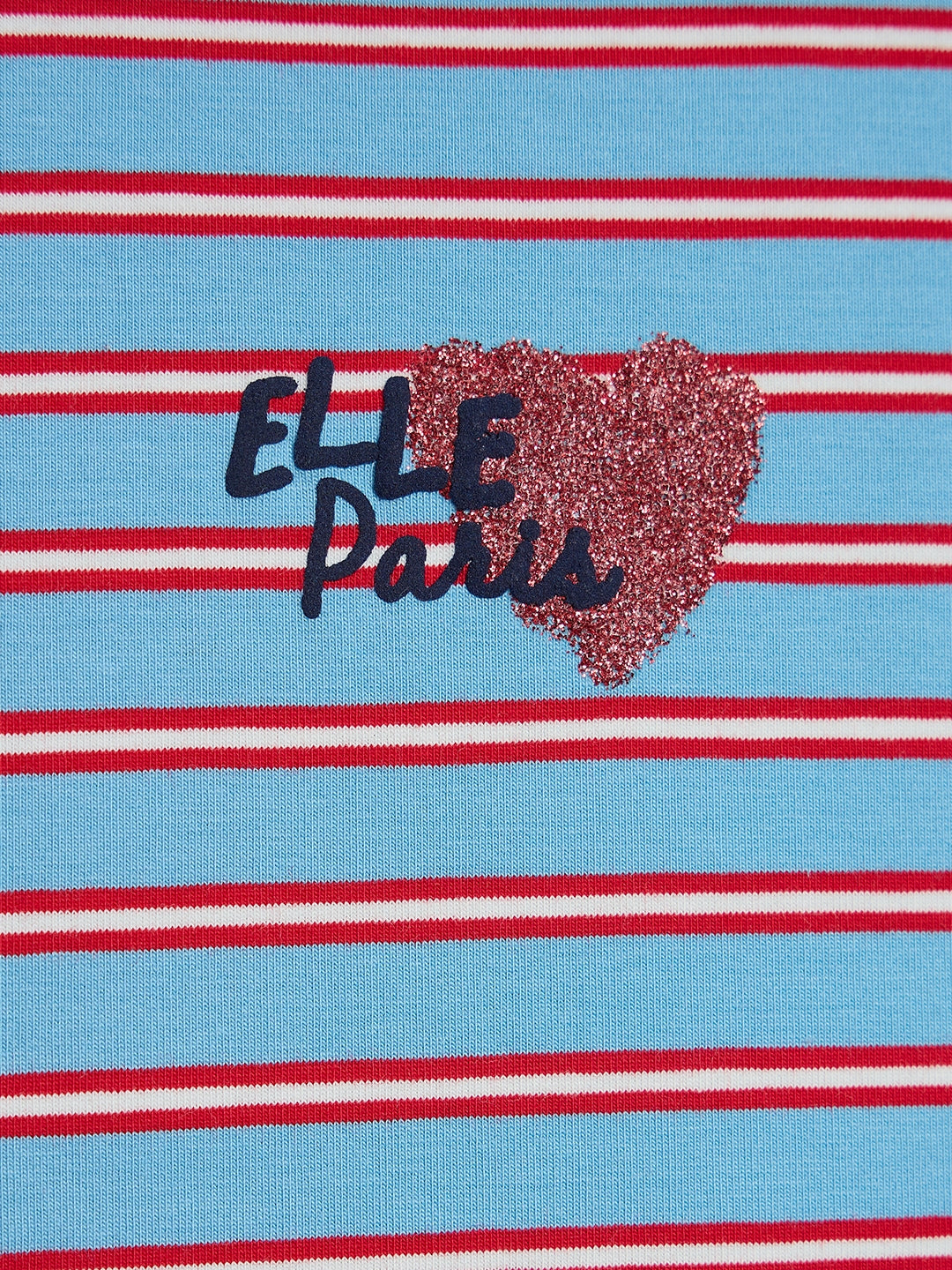 Elle Girls Blue Striped Regular Fit T-Shirt