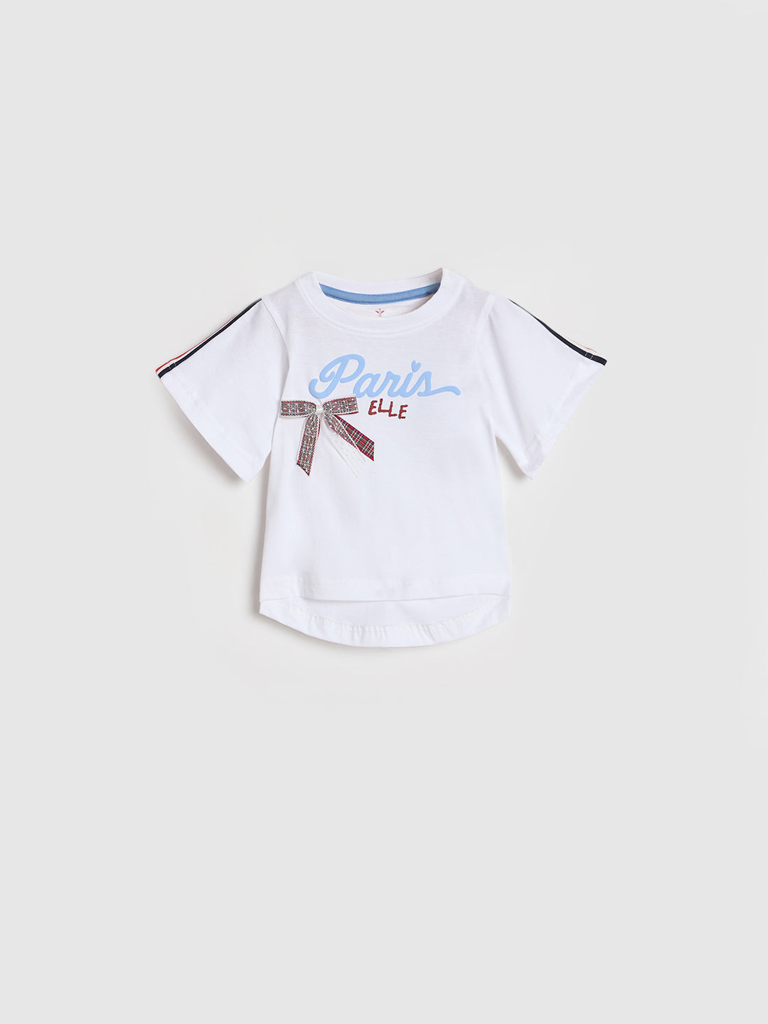 Elle Girls White Printed Boxy Fit Pure Cotton T-Shirt