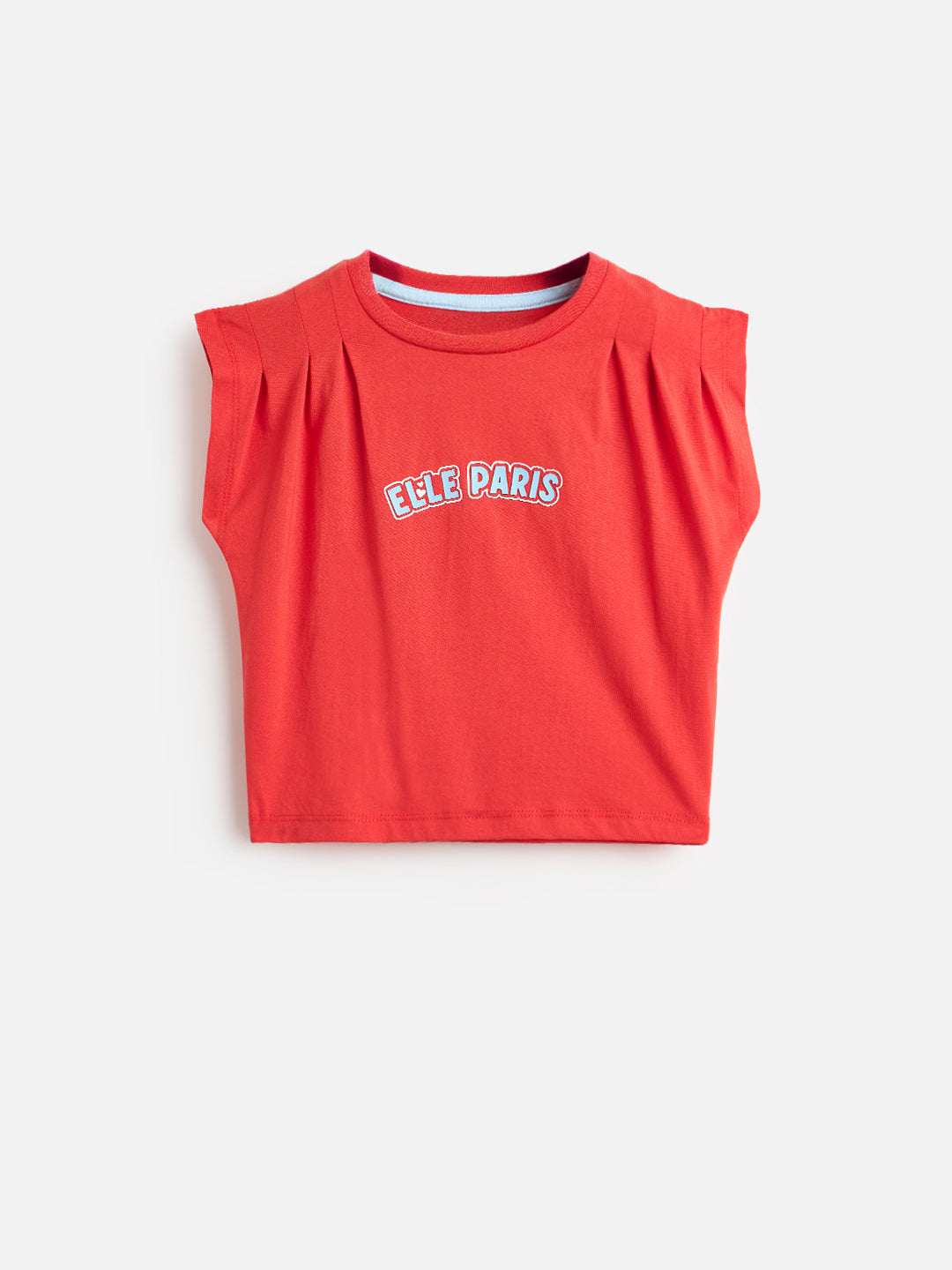 Elle Girls Red Solid Boxy Fit Pure Cotton T-Shirt