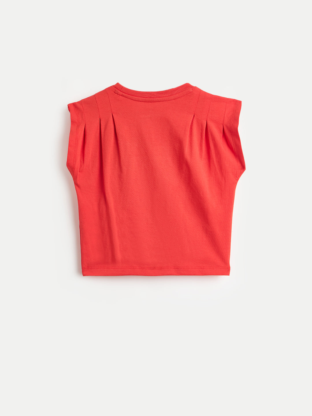 Elle Girls Red Solid Boxy Fit Pure Cotton T-Shirt