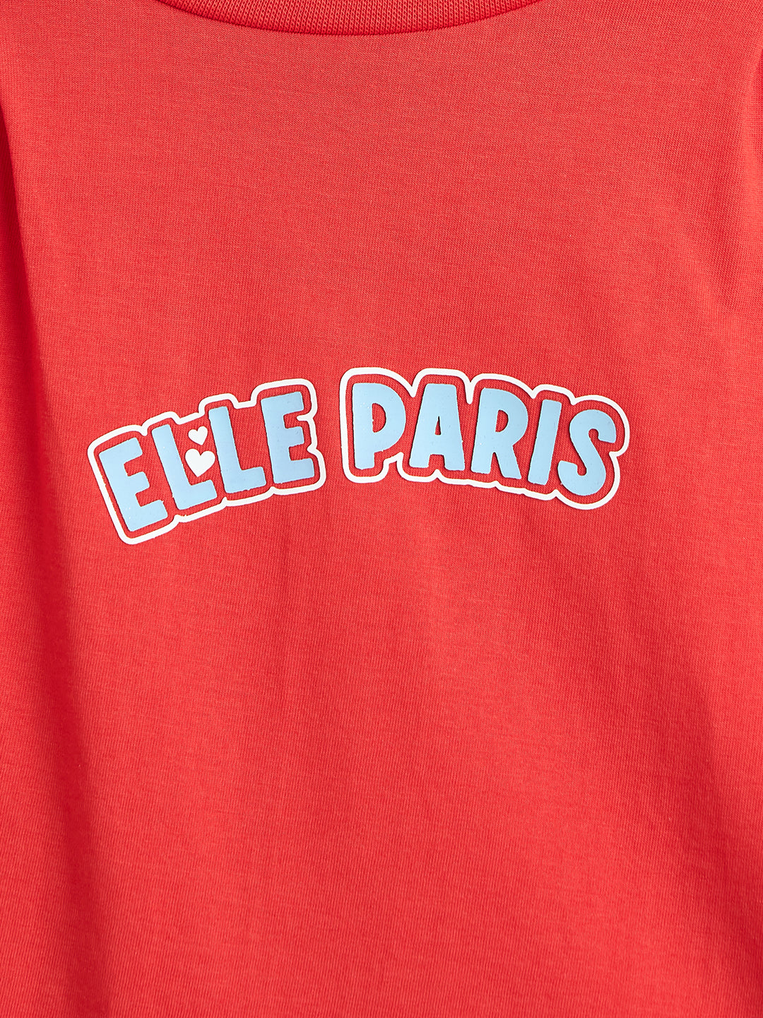 Elle Girls Red Solid Boxy Fit Pure Cotton T-Shirt