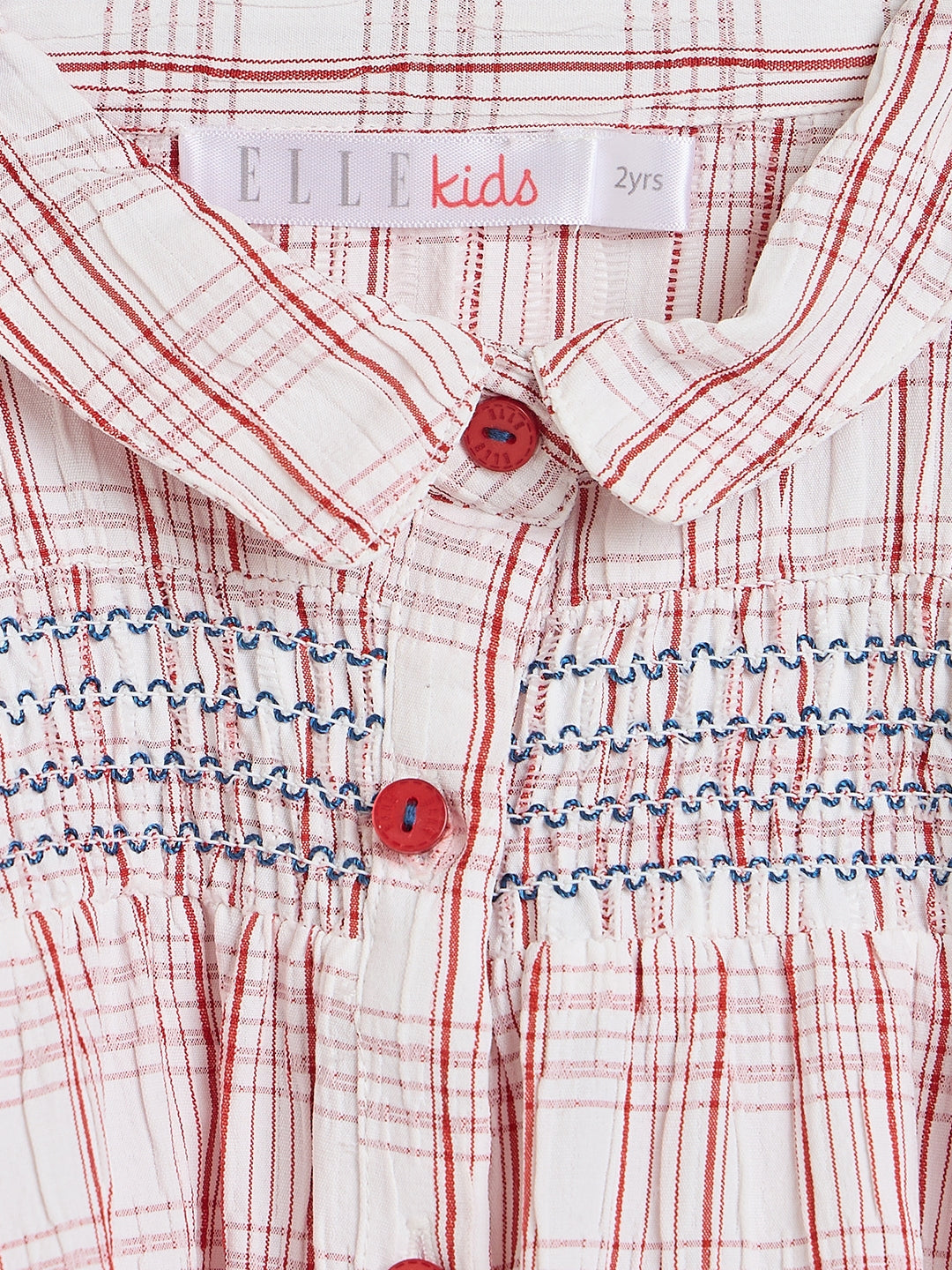 Elle Girls Red Checked Regular Fit Top