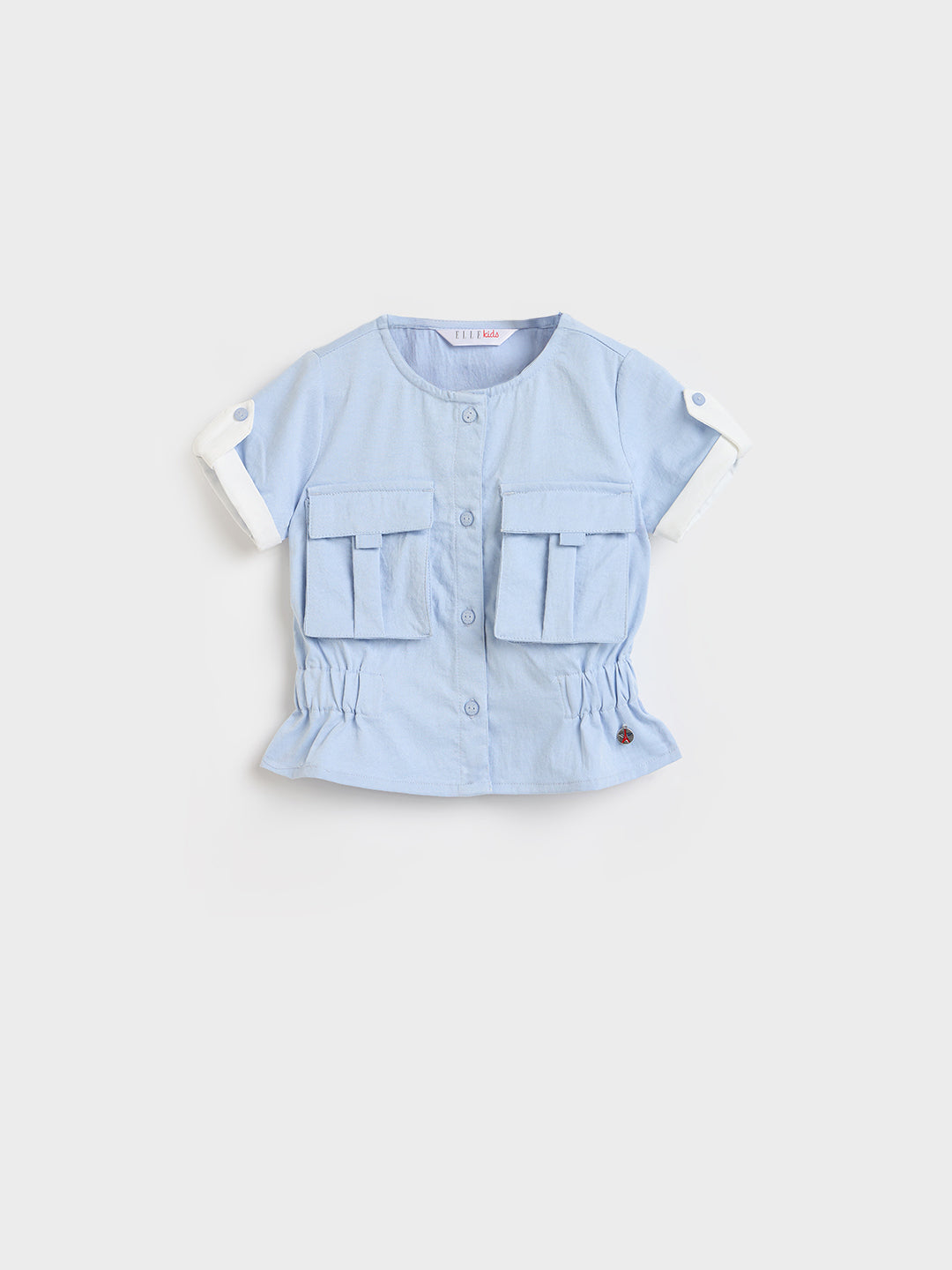 Elle Girls Sky Blue Solid Straight Fit Top