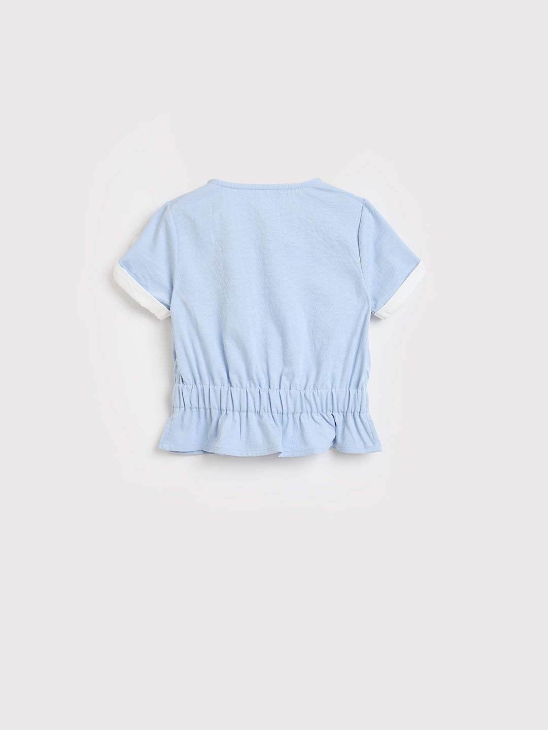 Elle Girls Sky Blue Solid Straight Fit Top
