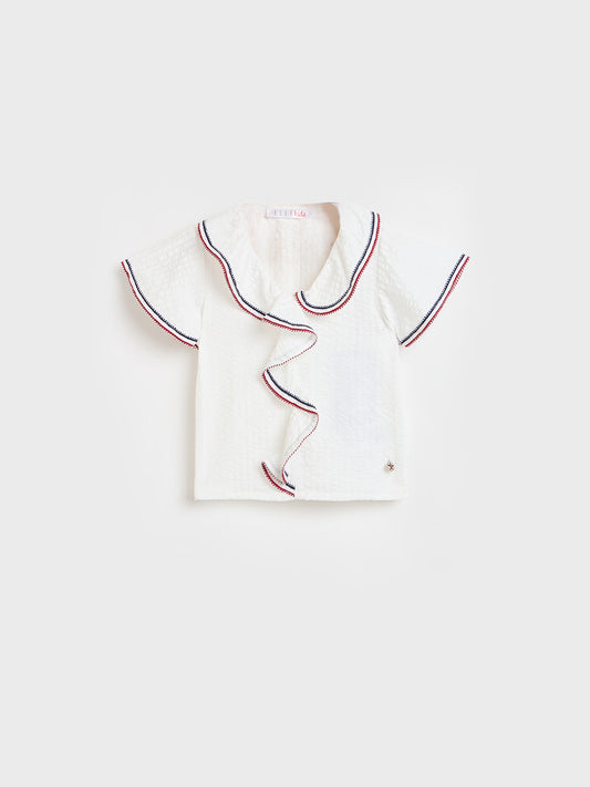 Elle Girls White Solid Regular Fit Top