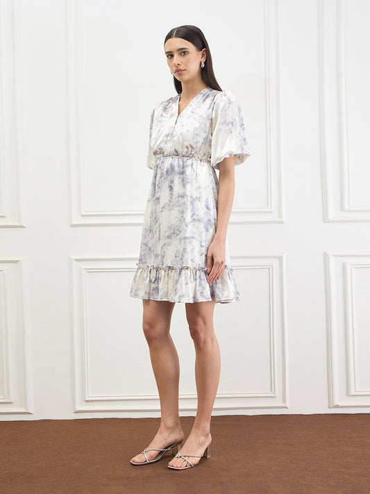 Elle Women Cream Printed Dress