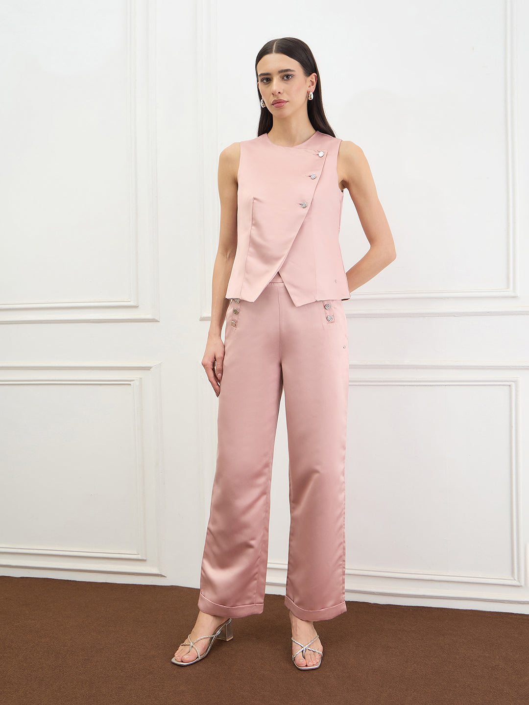 Elle Women Pink Solid Regular Fit Top