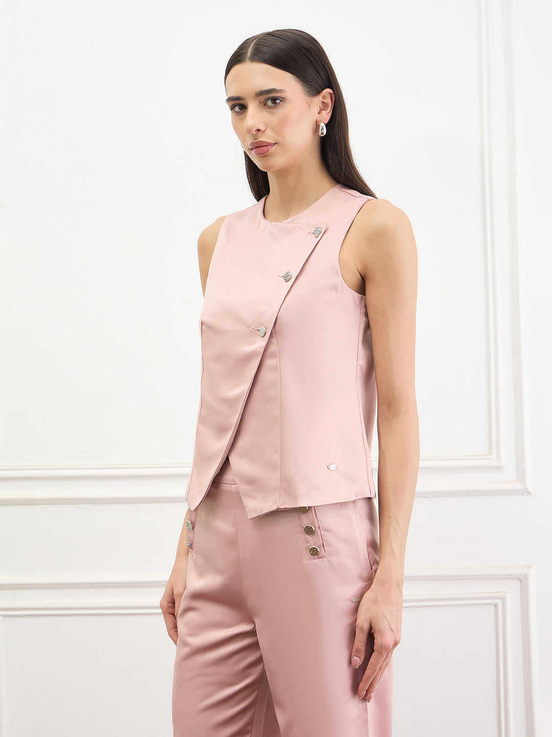 Elle Women Pink Solid Regular Fit Top