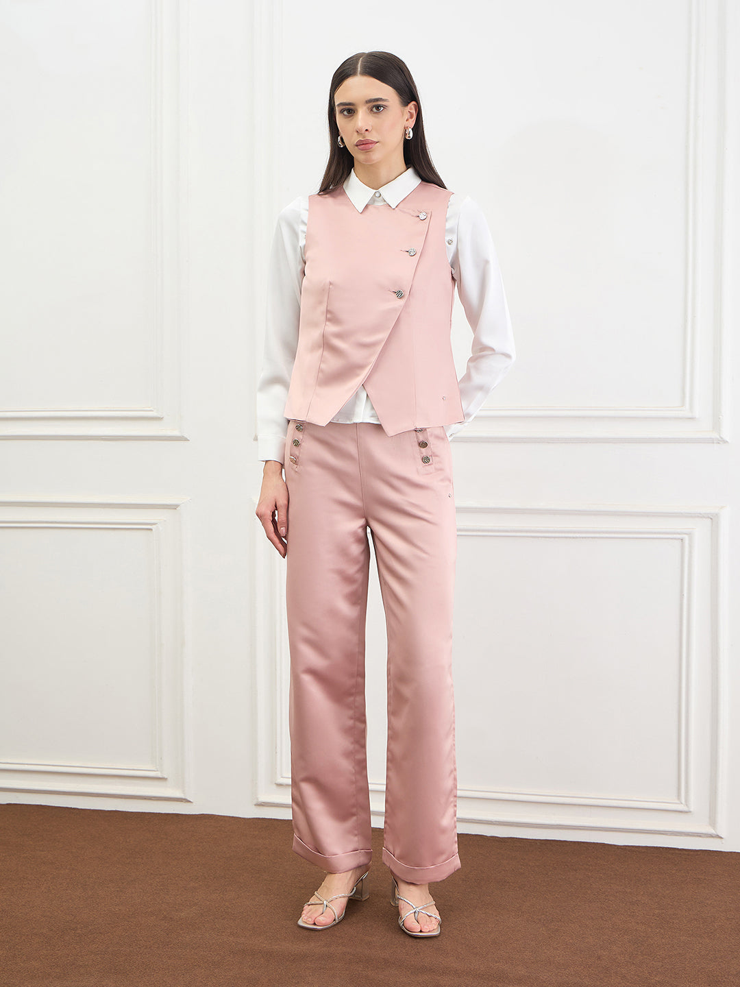 Elle Women Pink Solid Regular Fit Top