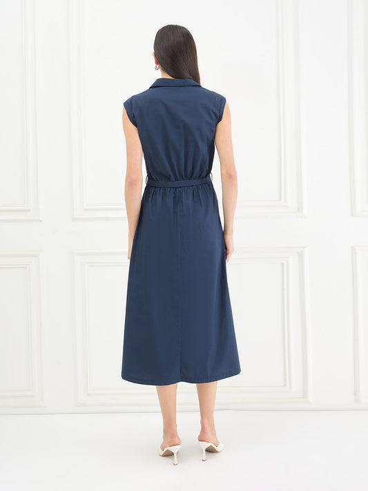 ICONIC Women Cotton Blue Dress