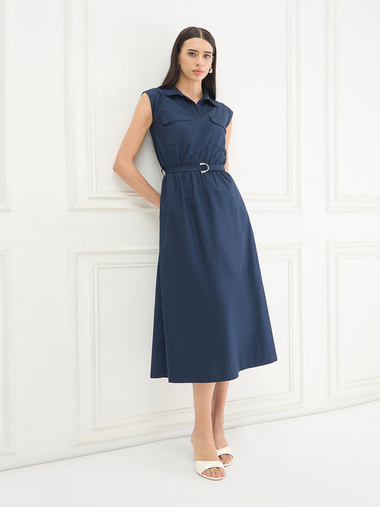 Iconic Women Cotton Blue Dress