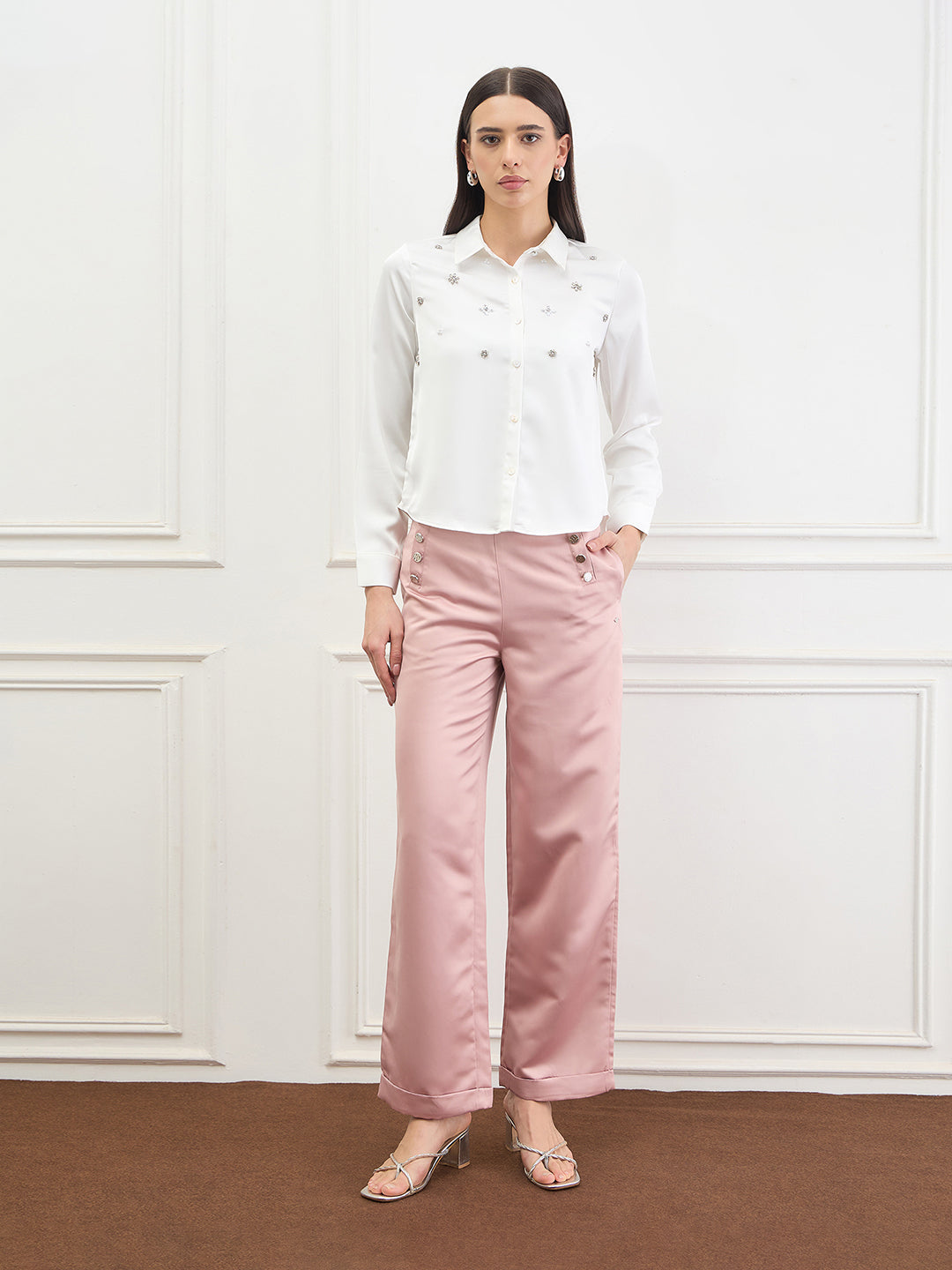 ICONIC Women White Embellished Shirt