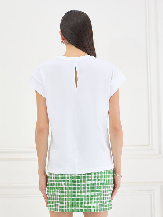 Iconic Women Cotton White Printed T-Shirt