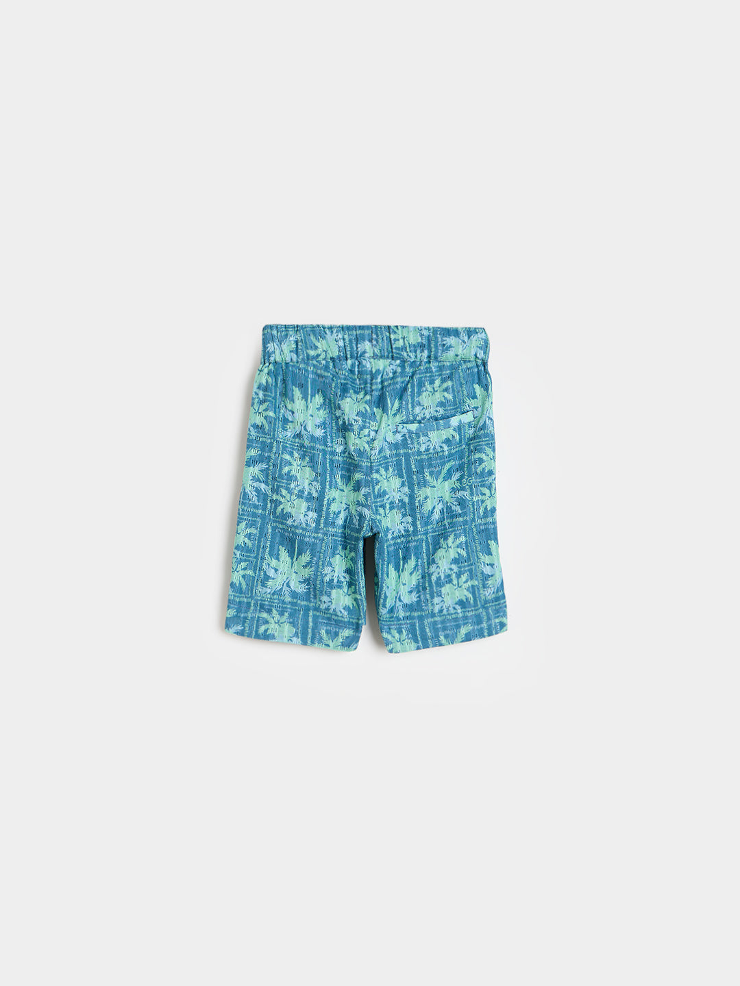Blue Giraffe Boys Teal Green Floral Regular Fit Pure Cotton Shorts